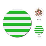 Horizontal Stripes - White and Lime Green Playing Cards (Round)