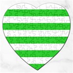 Horizontal Stripes - White and Lime Green Jigsaw Puzzle (Heart)