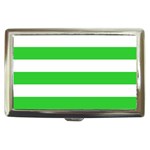 Horizontal Stripes - White and Lime Green Cigarette Money Case