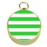 Horizontal Stripes - White and Lime Green Gold Compass