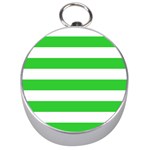 Horizontal Stripes - White and Lime Green Silver Compass