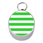 Horizontal Stripes - White and Lime Green Silver Compass (Mini)