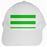 Horizontal Stripes - White and Lime Green White Cap