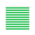 Horizontal Stripes - White and Dark Pastel Green Satin Bandana Scarf