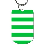 Horizontal Stripes - White and Dark Pastel Green Dog Tag (Two Sides)