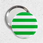 Horizontal Stripes - White and Dark Pastel Green 2.25  Handbag Mirror