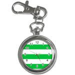 Horizontal Stripes - White and Dark Pastel Green Key Chain Watch