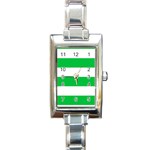 Horizontal Stripes - White and Dark Pastel Green Rectangle Italian Charm Watch