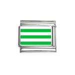 Horizontal Stripes - White and Dark Pastel Green Italian Charm (9mm)