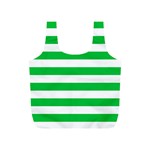 Horizontal Stripes - White and Dark Pastel Green Full Print Recycle Bag (S)