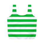 Horizontal Stripes - White and Dark Pastel Green Full Print Recycle Bag (M)