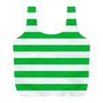 Horizontal Stripes - White and Dark Pastel Green Full Print Recycle Bag (L)