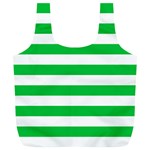Horizontal Stripes - White and Dark Pastel Green Full Print Recycle Bag (XL)