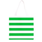 Horizontal Stripes - White and Dark Pastel Green Grocery Light Tote Bag