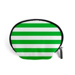 Horizontal Stripes - White and Dark Pastel Green Accessory Pouch (Small)