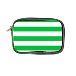 Horizontal Stripes - White and Dark Pastel Green Coin Purse