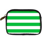 Horizontal Stripes - White and Dark Pastel Green Digital Camera Leather Case