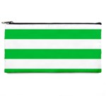 Horizontal Stripes - White and Dark Pastel Green Pencil Case