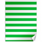 Horizontal Stripes - White and Dark Pastel Green Canvas 12  x 16 