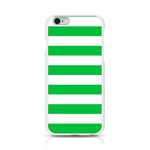 Horizontal Stripes - White and Dark Pastel Green Apple iPhone 6/6S Silicone Case (Transparent)