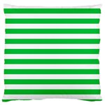Horizontal Stripes - White and Dark Pastel Green Large Flano Cushion Case (Two Sides)