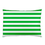 Horizontal Stripes - White and Dark Pastel Green Pillow Case (Two Sides)
