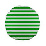 Horizontal Stripes - White and Dark Pastel Green Standard 15  Premium Flano Round Cushion