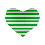 Horizontal Stripes - White and Dark Pastel Green Standard 16  Premium Heart Shape Cushion