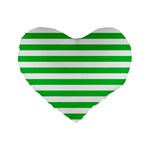 Horizontal Stripes - White and Dark Pastel Green Standard 16  Premium Flano Heart Shape Cushion