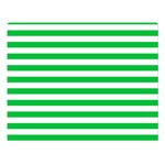 Horizontal Stripes - White and Dark Pastel Green Double Sided Flano Blanket (Large)