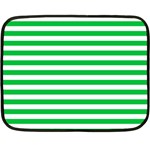 Horizontal Stripes - White and Dark Pastel Green Fleece Blanket (Mini)