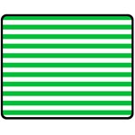 Horizontal Stripes - White and Dark Pastel Green Fleece Blanket (Medium) (One Side)
