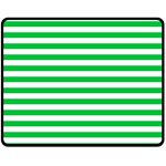 Horizontal Stripes - White and Dark Pastel Green Double Sided Fleece Blanket (Medium) (Two Sides)