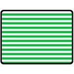 Horizontal Stripes - White and Dark Pastel Green Double Sided Fleece Blanket (Large) (Two Sides)
