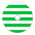 Horizontal Stripes - White and Dark Pastel Green CD Wall Clock