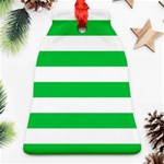 Horizontal Stripes - White and Dark Pastel Green Ornament (Bell)