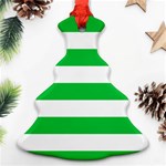 Horizontal Stripes - White and Dark Pastel Green Ornament (Christmas Tree)