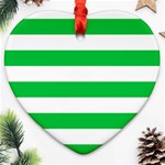 Horizontal Stripes - White and Dark Pastel Green Ornament (Heart)