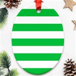 Horizontal Stripes - White and Dark Pastel Green Oval Ornament (Two Sides)