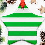 Horizontal Stripes - White and Dark Pastel Green Ornament (Star)