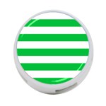 Horizontal Stripes - White and Dark Pastel Green 4-Port USB Hub (One Side)