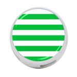 Horizontal Stripes - White and Dark Pastel Green 4-Port USB Hub (Two Sides)
