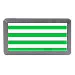 Horizontal Stripes - White and Dark Pastel Green Memory Card Reader (Mini)
