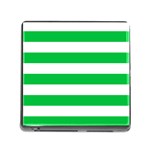 Horizontal Stripes - White and Dark Pastel Green Memory Card Reader (Square)