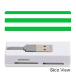 Horizontal Stripes - White and Dark Pastel Green Memory Card Reader (Stick)