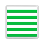 Horizontal Stripes - White and Dark Pastel Green Memory Card Reader with Storage (Square)