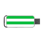 Horizontal Stripes - White and Dark Pastel Green Portable USB Flash (One Side)