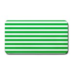 Horizontal Stripes - White and Dark Pastel Green Medium Bar Mat
