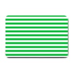 Horizontal Stripes - White and Dark Pastel Green Small Doormat