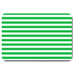 Horizontal Stripes - White and Dark Pastel Green Large Doormat